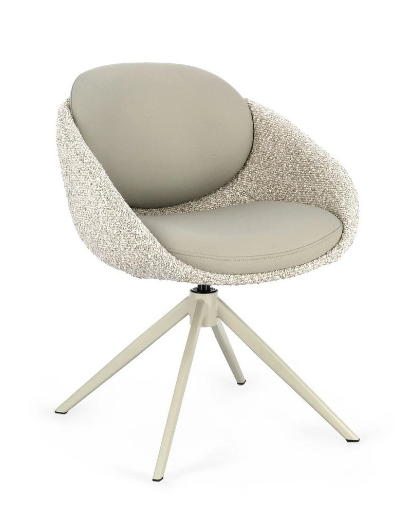 Drehstuhl Averik Beige | Creme, Bouclé-Optik, drehbar