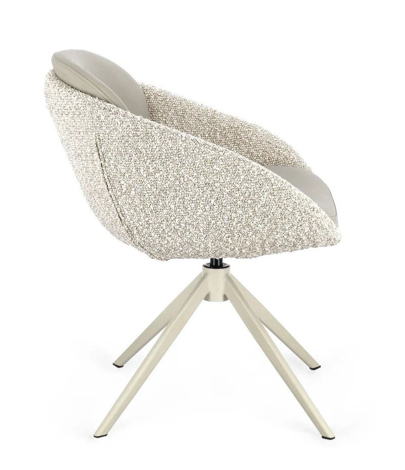 Drehstuhl Averik Beige | Creme, Bouclé-Optik, drehbar