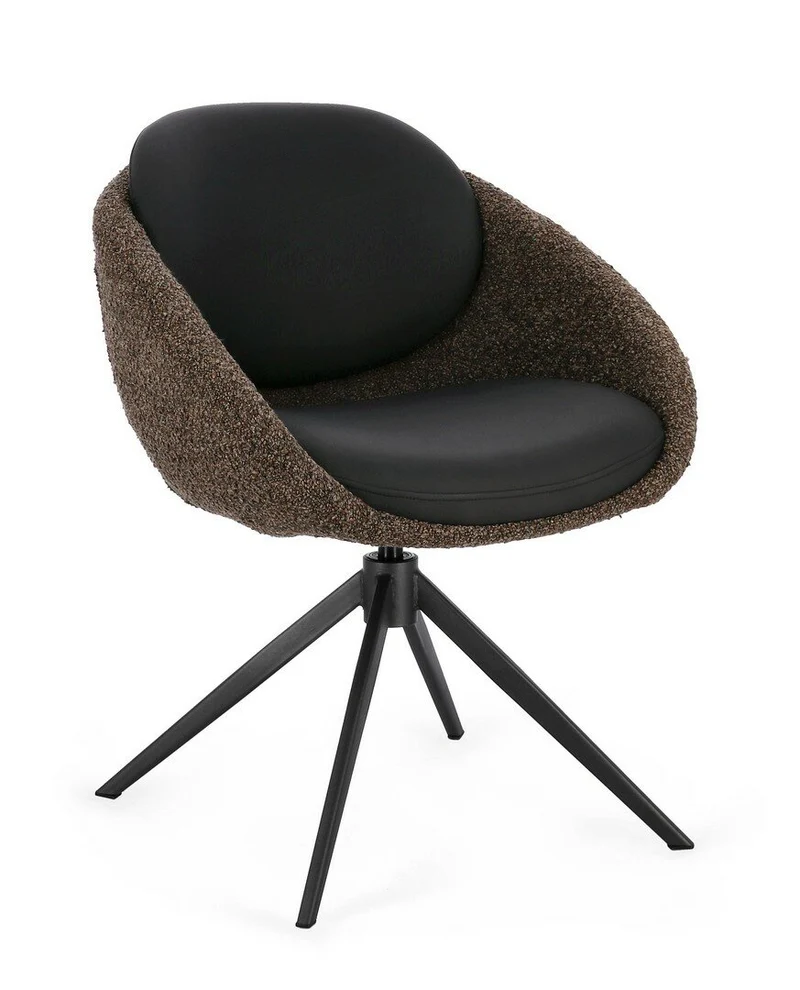 Drehstuhl Averik Kaffeebraun | Dunkelbraun, Bouclé-Optik, drehbar