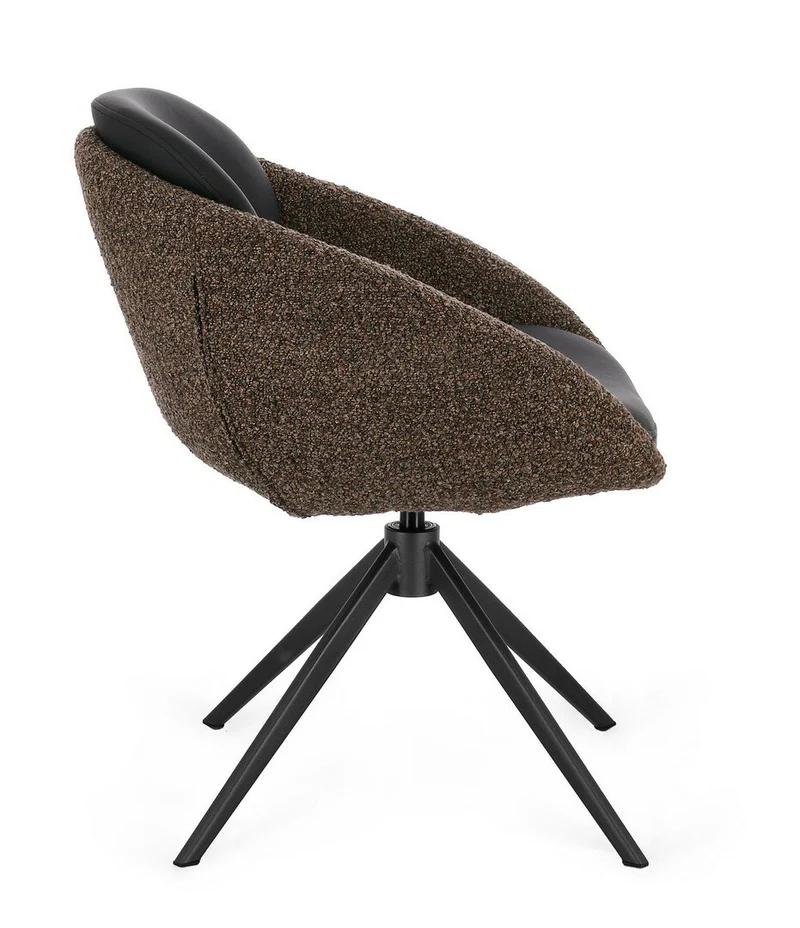 Drehstuhl Averik Kaffeebraun | Dunkelbraun, Bouclé-Optik, drehbar