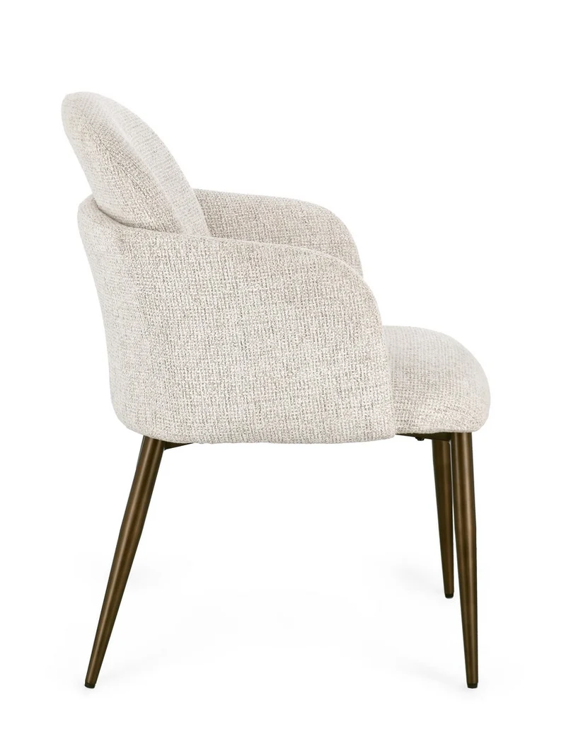 Stuhl Ercilla Hellbeige | Creme, Armlehnen, Kupferoptik