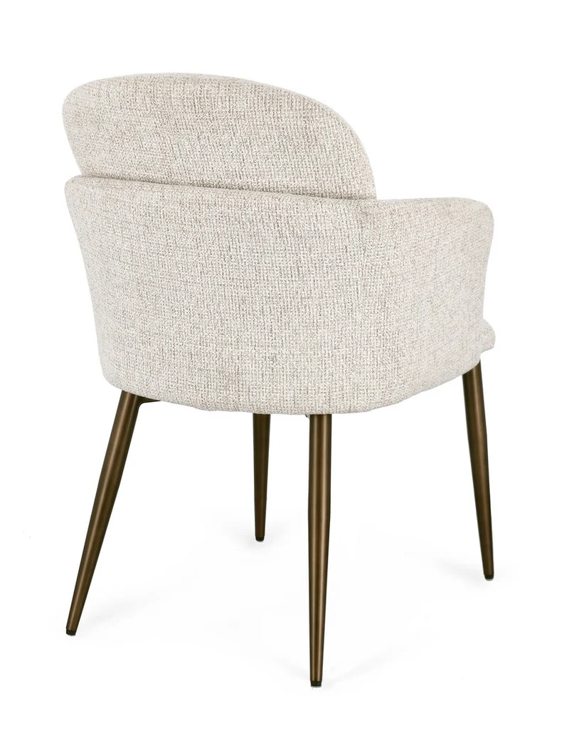 Stuhl Ercilla Hellbeige | Creme, Armlehnen, Kupferoptik