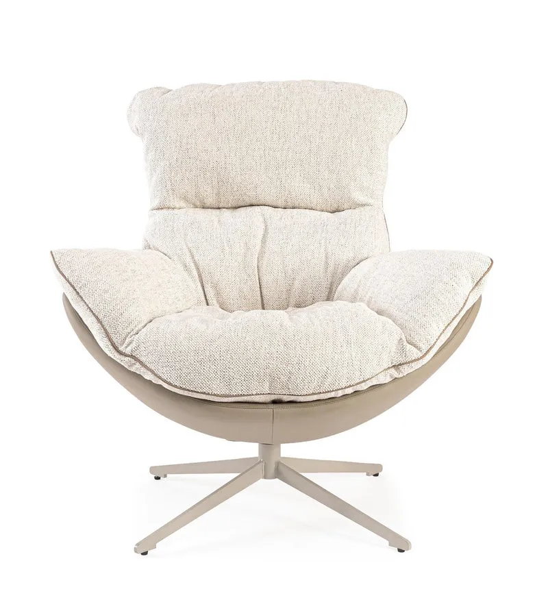 Drehsessel Armela Beige | Hohe Lehne, 360 Grad drehbar