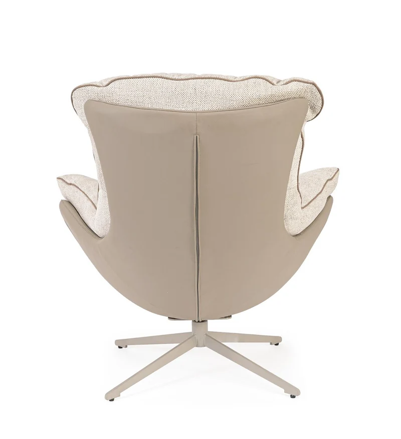 Drehsessel Armela Beige | Hohe Lehne, 360 Grad drehbar