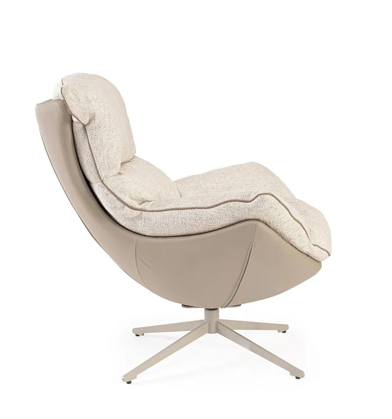 Drehsessel Armela Beige | Hohe Lehne, 360 Grad drehbar