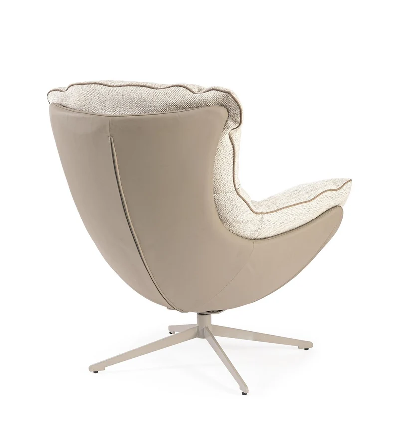 Drehsessel Armela Beige | Hohe Lehne, 360 Grad drehbar
