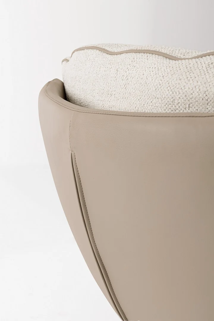Drehsessel Armela Beige | Hohe Lehne, 360 Grad drehbar