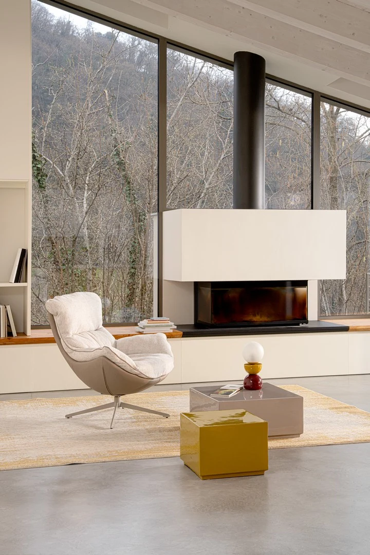 Drehsessel Armela Beige | Hohe Lehne, 360 Grad drehbar