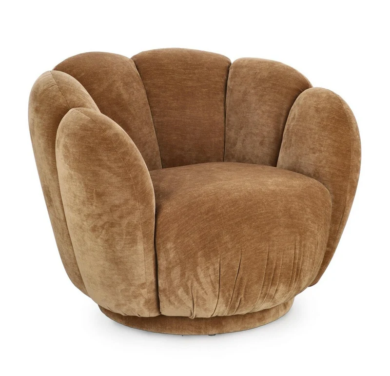 Loungesessel Tulip Cathay | Karamellbraun, runde Form