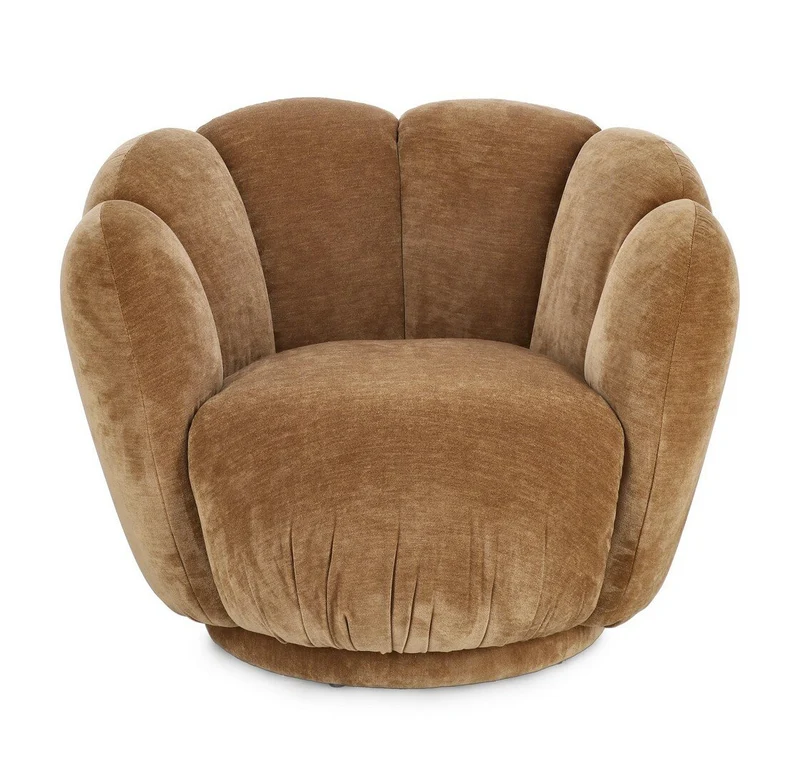 Loungesessel Tulip Cathay | Karamellbraun, runde Form
