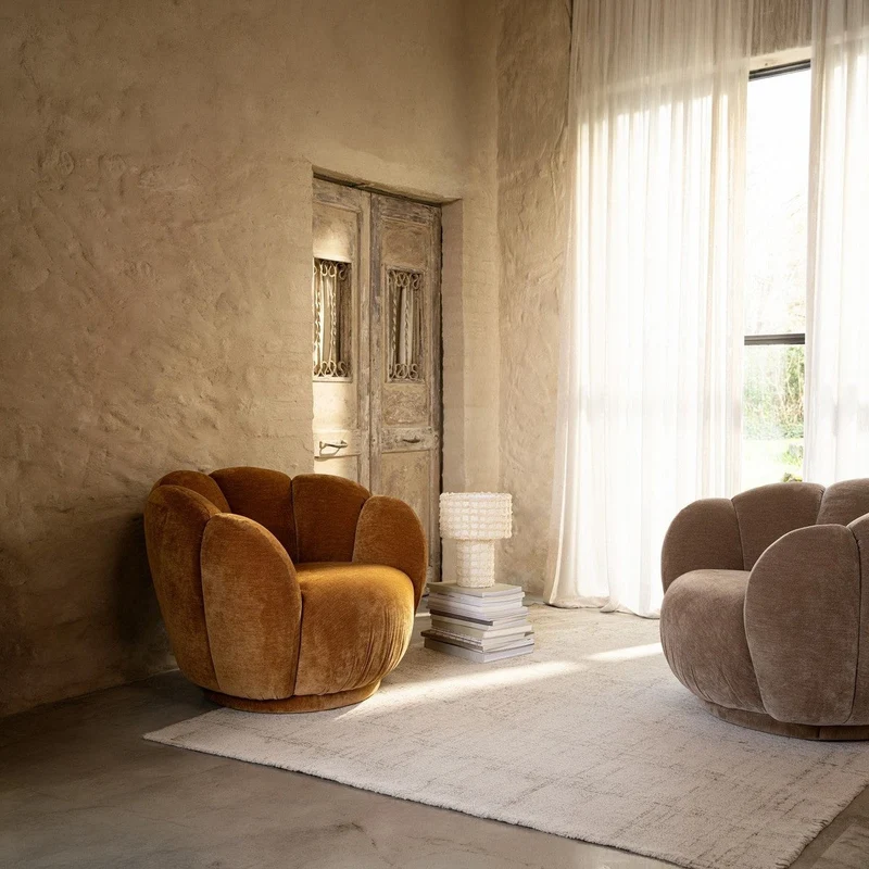 Loungesessel Tulip Biscuit | Beige, runde Form