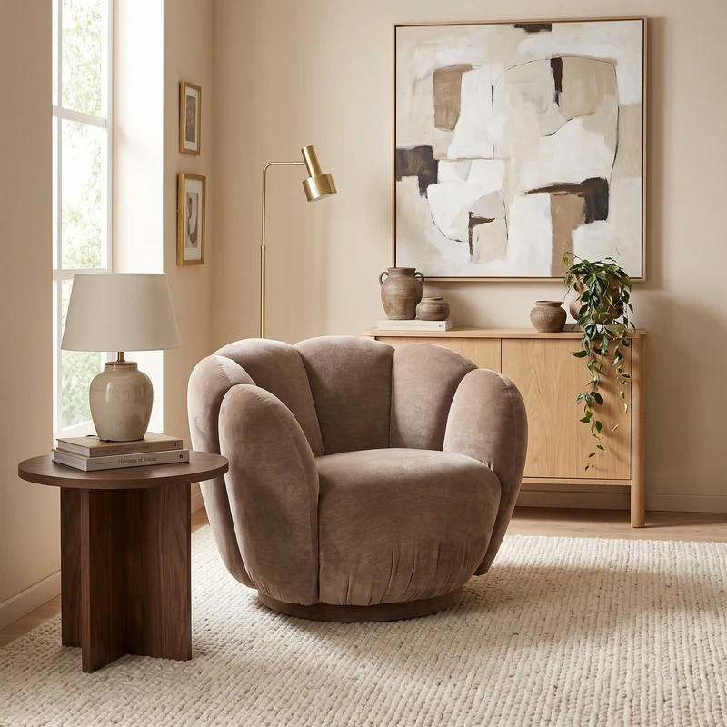 Loungesessel Tulip Biscuit | Beige, runde Form