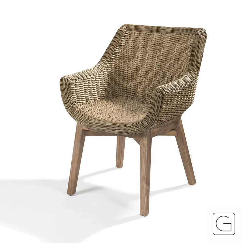 Armlehnenstuhl Jacky Teak Natural Grey Srimit Grey