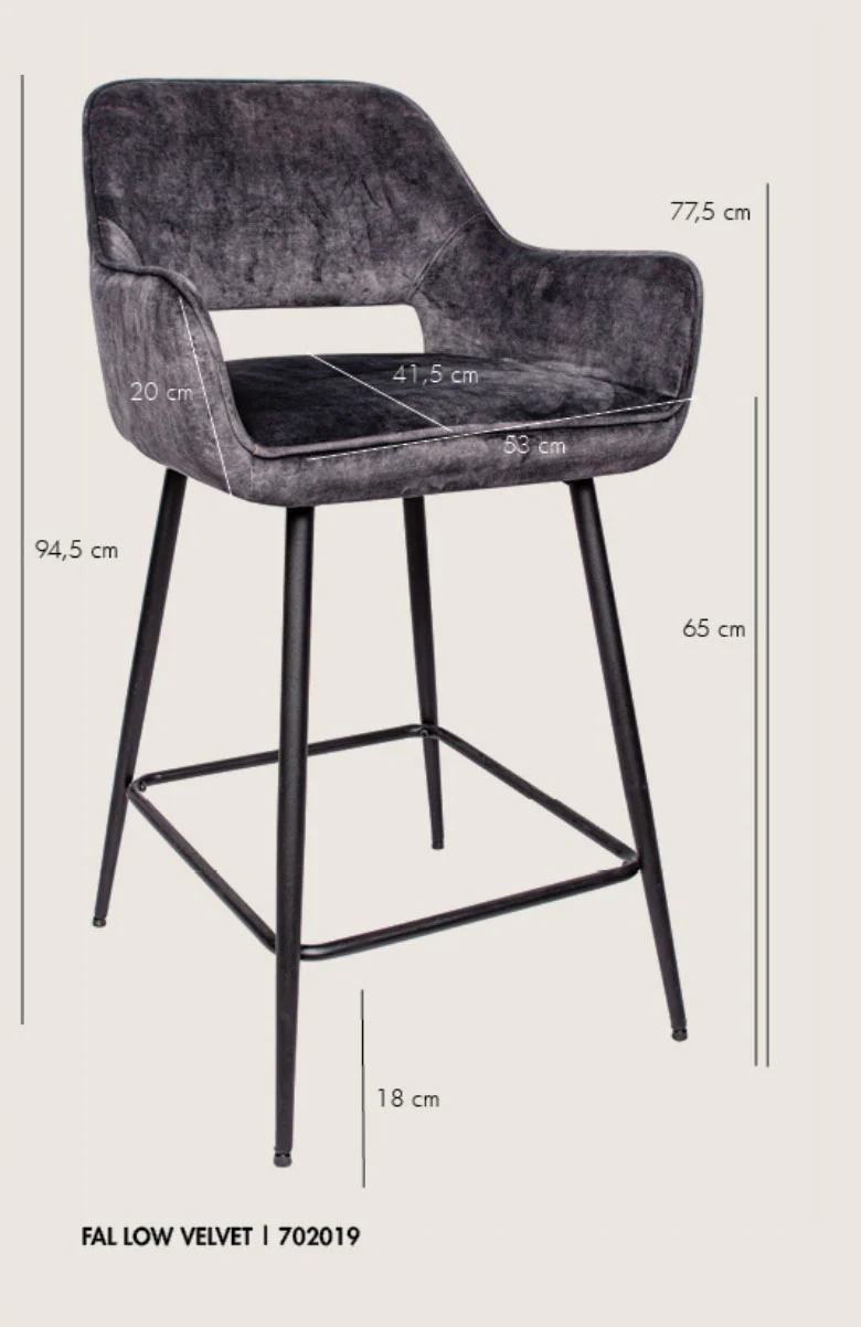 Barhocker Fal Low Velvet für Kücheninseln