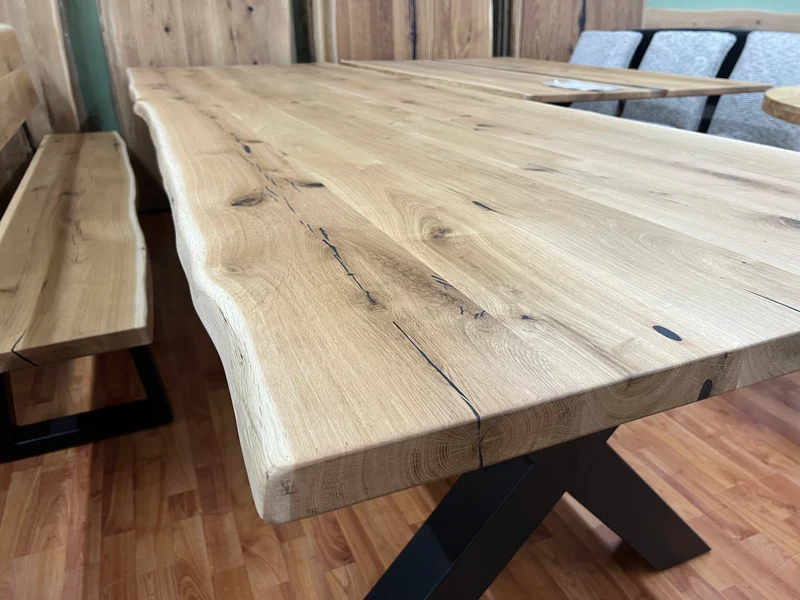 Esstisch Tische + Vollmassiv Eiche + Baumkante 320cm