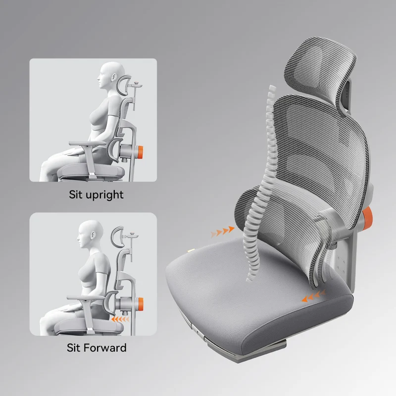 NT002 Ergonomic Home Office Chair with Auto-Following Lumbar Support & Footrest