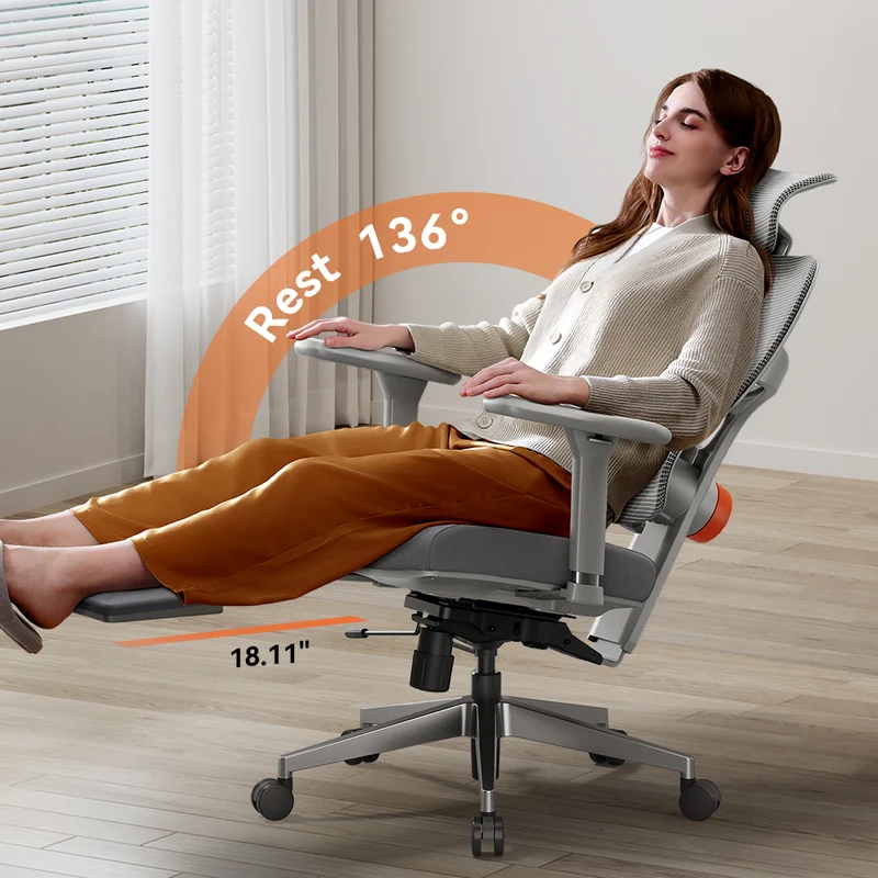 NEWTRAL NT002 Ergonomic Office Chair with Laptop Table-Grey