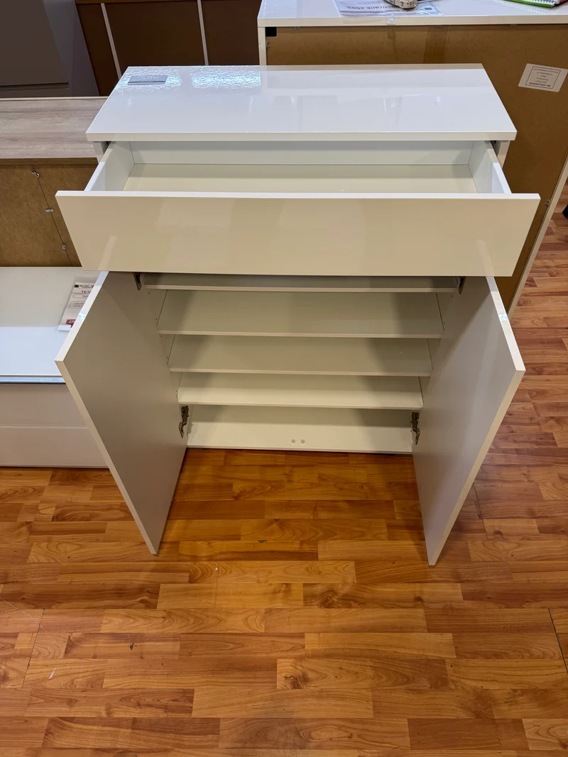 Schuhschrank +Hochglanzweiß +Schubladen +Ablageböden