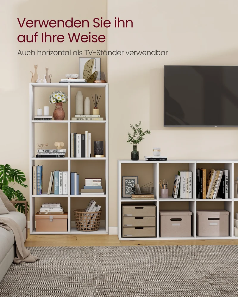 Offenes Bücherregal Mit 4 Ebenen - Freistehendes Regal Für Bücher Und Deko - Modernes Design