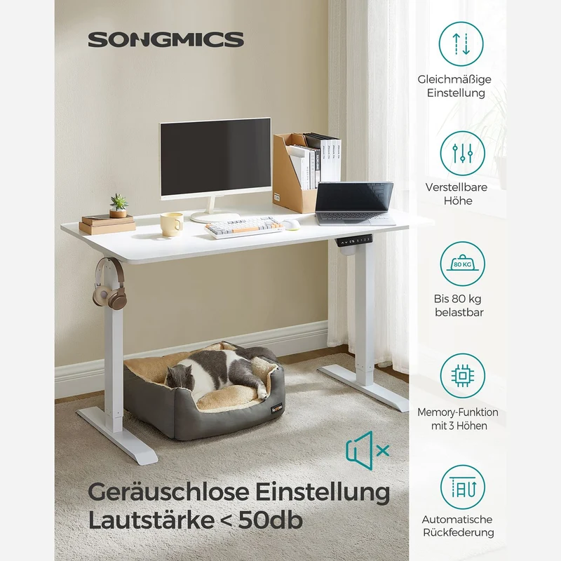 Elektrisch verstellbarer Schreibtisch - Stehpult - Mit Rollen - Ergonomisch