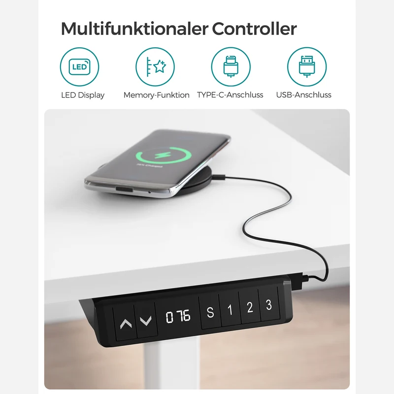 Elektrisch verstellbarer Schreibtisch - Stehpult - Mit Rollen - Ergonomisch