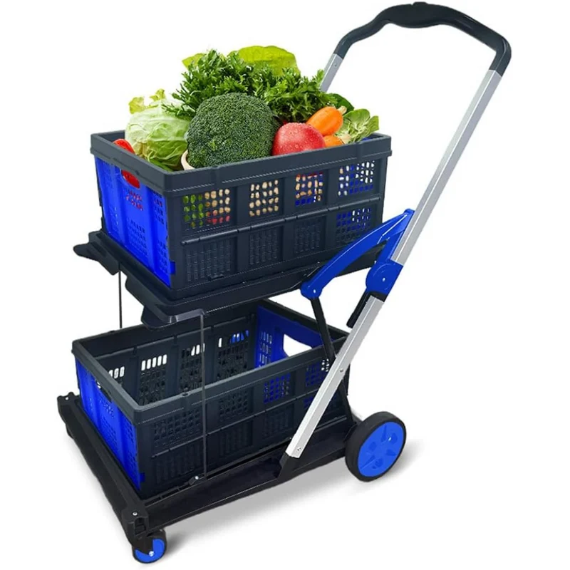 Einkaufswagen mit 2 Lagerkisten ™ |Kompakter Einkaufswagen mit Herz