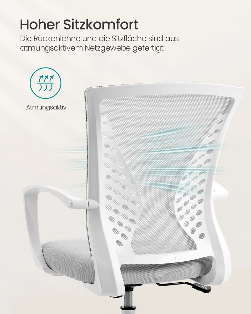 Ergonomischer Bürostuhl - Mit Mesh-Rückenlehne - Höhenverstellbar Mit Wippfunktion