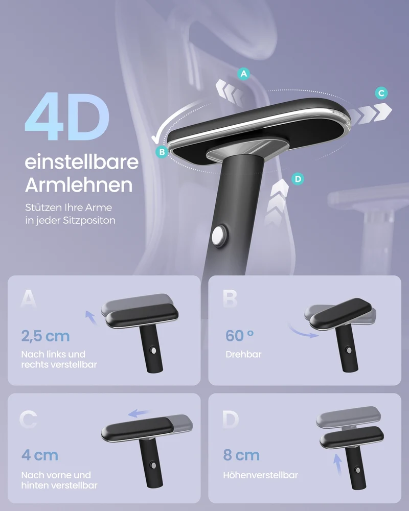 Bürostuhl - Ergonomisch - Verstellbare Lendenstütze Und Kopfstütze - Bis 150 kg