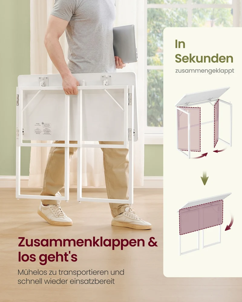 Kleiner Klappschreibtisch - Klappbar - Für Homeoffice Und Kleine Räume