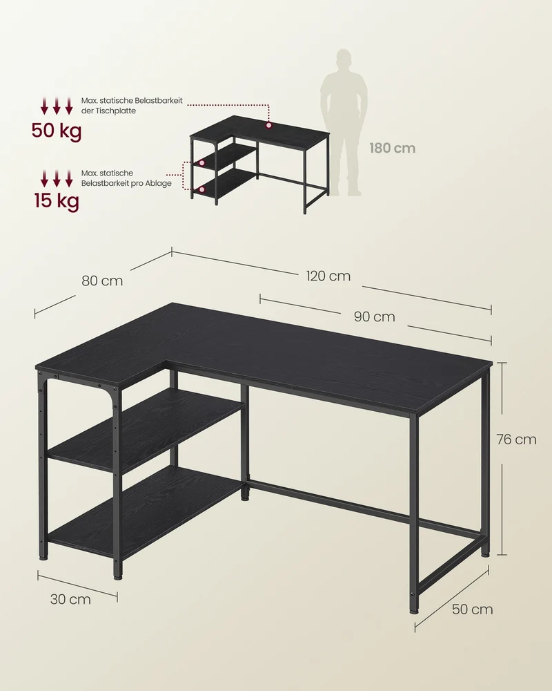 Eckschreibtisch In L-Form - Verstellbar - Für Homeoffice