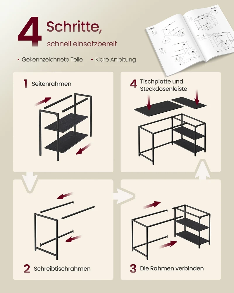 Eckschreibtisch In L-Form - Verstellbar - Für Homeoffice