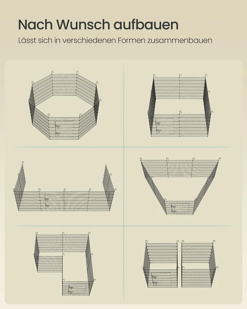 Kleintiergehege Mit Abdeckung - 8 Stabile Paneele - Für Kaninchen, Meerschweinchen Und Nagetiere