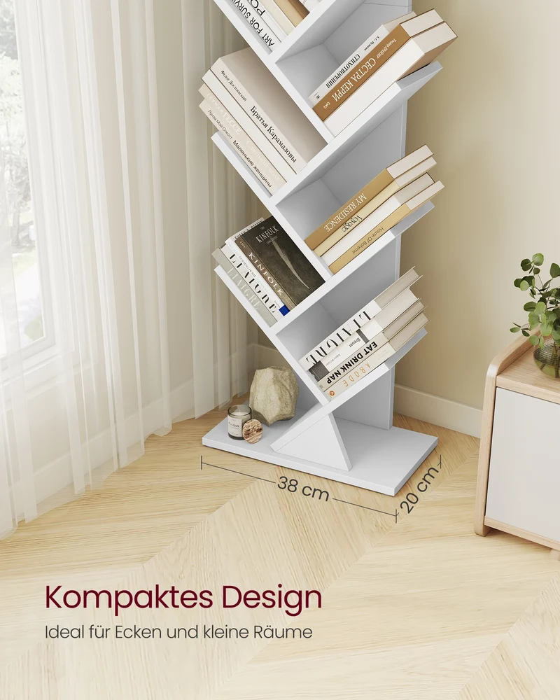 Bücherregal In Baumform - Schmale Standfläche - Für Schlafzimmer Flur Oder Wohnzimmer