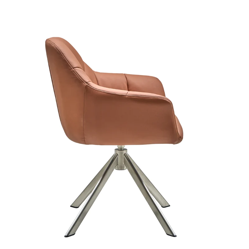 New Age Premium Esszimmerstuhl aus Leder mit Drehgestell (Edelstahl)
