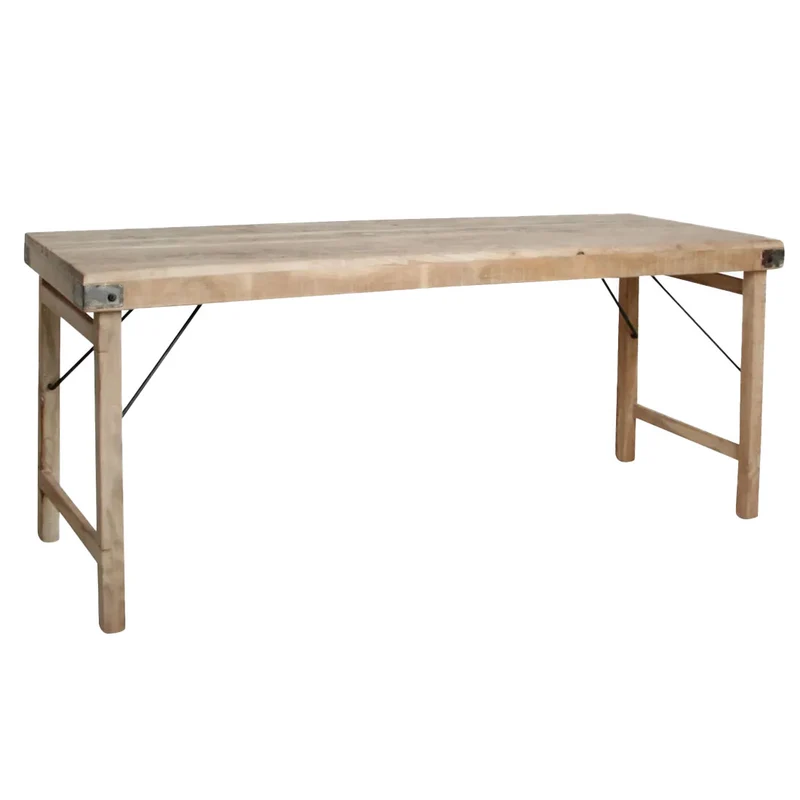 Schmaler Klapptisch mit Limewash-Finish aus recyceltem Altholz