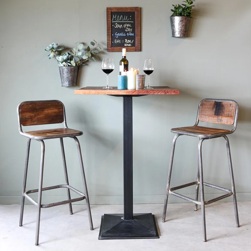 Barhocker Vintage Holz, Altholz und Altmetall, Handmade Loft Style
