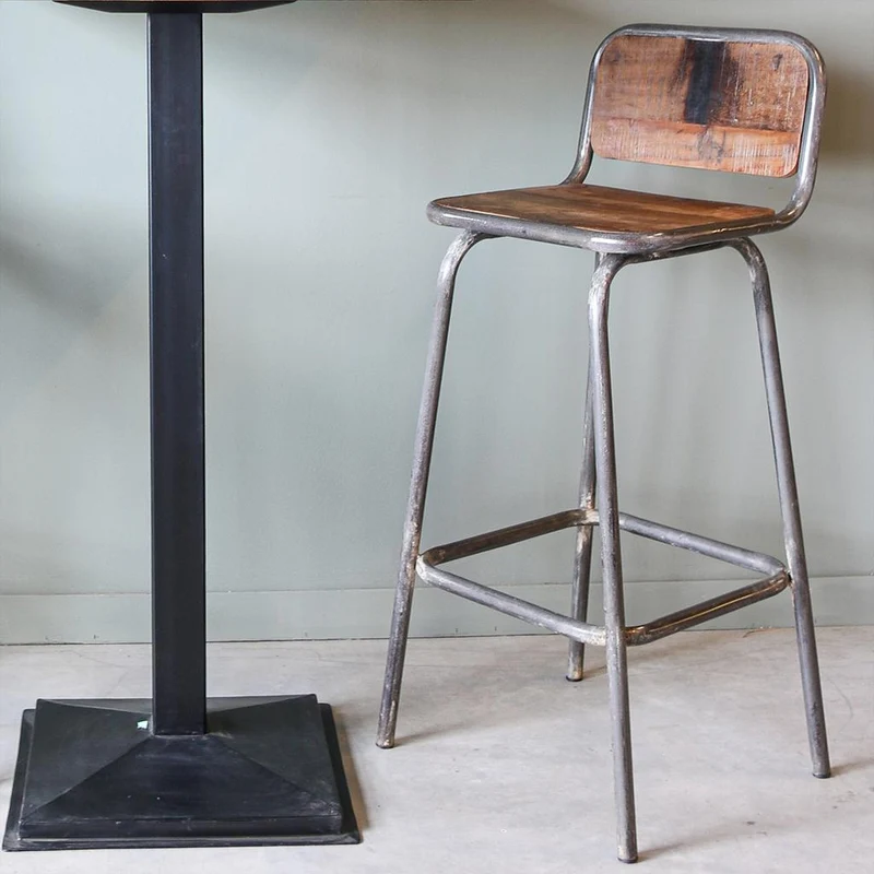 Barhocker Vintage Holz, Altholz und Altmetall, Handmade Loft Style