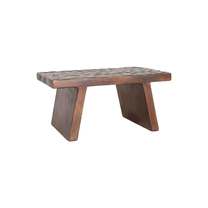 Rustikaler Mangoholz-Blumentisch/Hocker