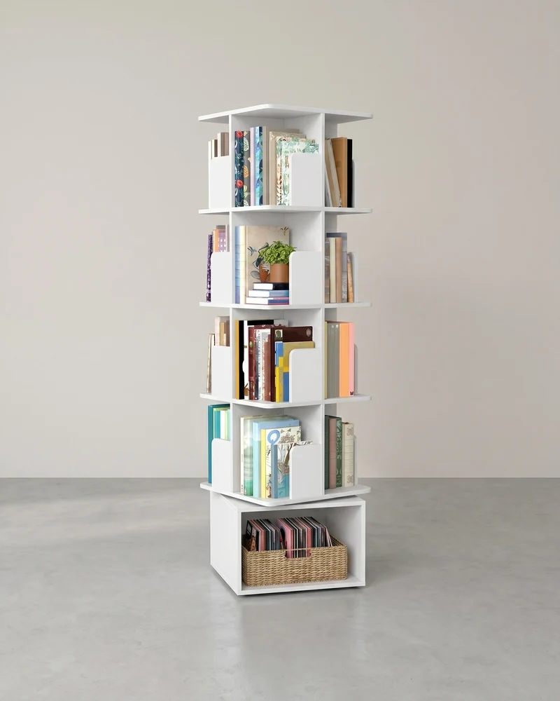 Drehbares Bücherregal - Custos Kollektion - 5 Ebenen - Offene Fächer