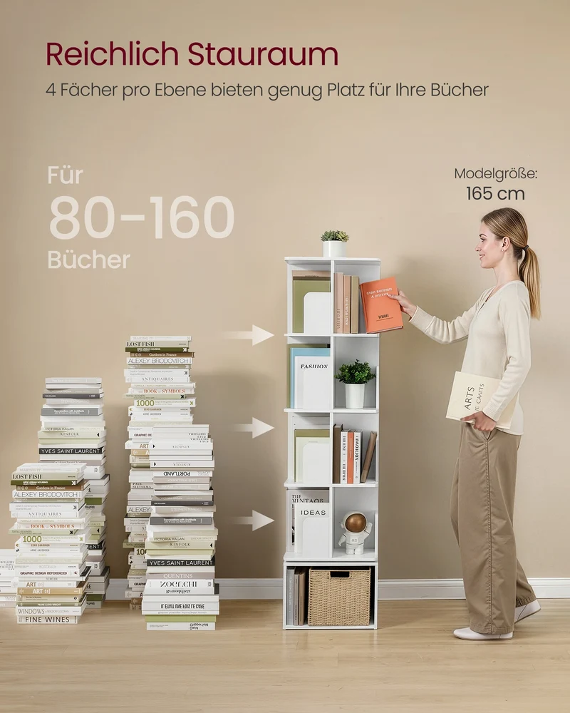 Drehbares Bücherregal - Custos Kollektion - 5 Ebenen - Offene Fächer