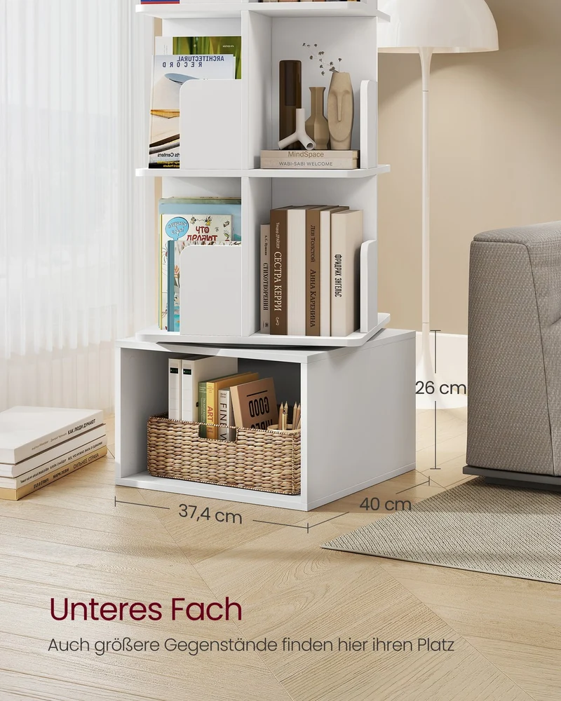 Drehbares Bücherregal - Custos Kollektion - 5 Ebenen - Offene Fächer