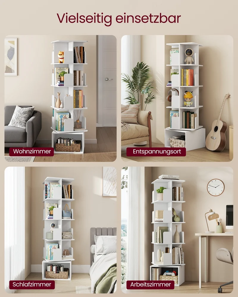 Drehbares Bücherregal - Custos Kollektion - 5 Ebenen - Offene Fächer