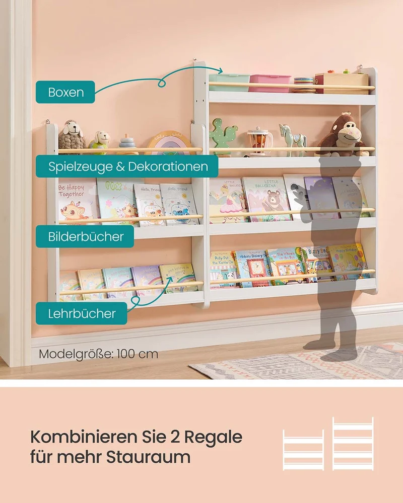 Kinder Bücherregal - 4 Ebenen - Für Kinderzimmer Und Spielzimmer