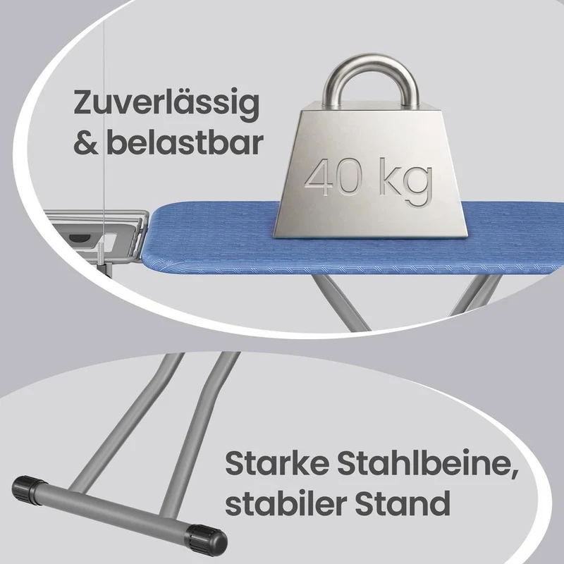 Bügelbrett Klappbar - Höhenverstellbar - Mit Kabelhalter Und Bügeleisenablage