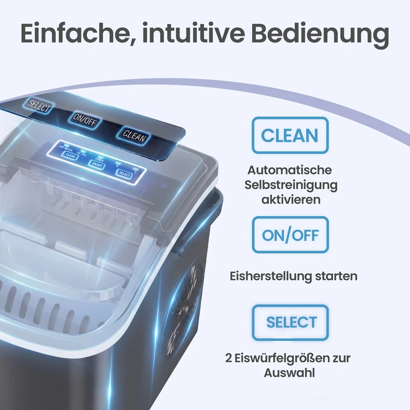 Eiswürfelmaschine Tragbar - Mit Selbstreinigung - 9 Eiswürfel In 6 Minuten