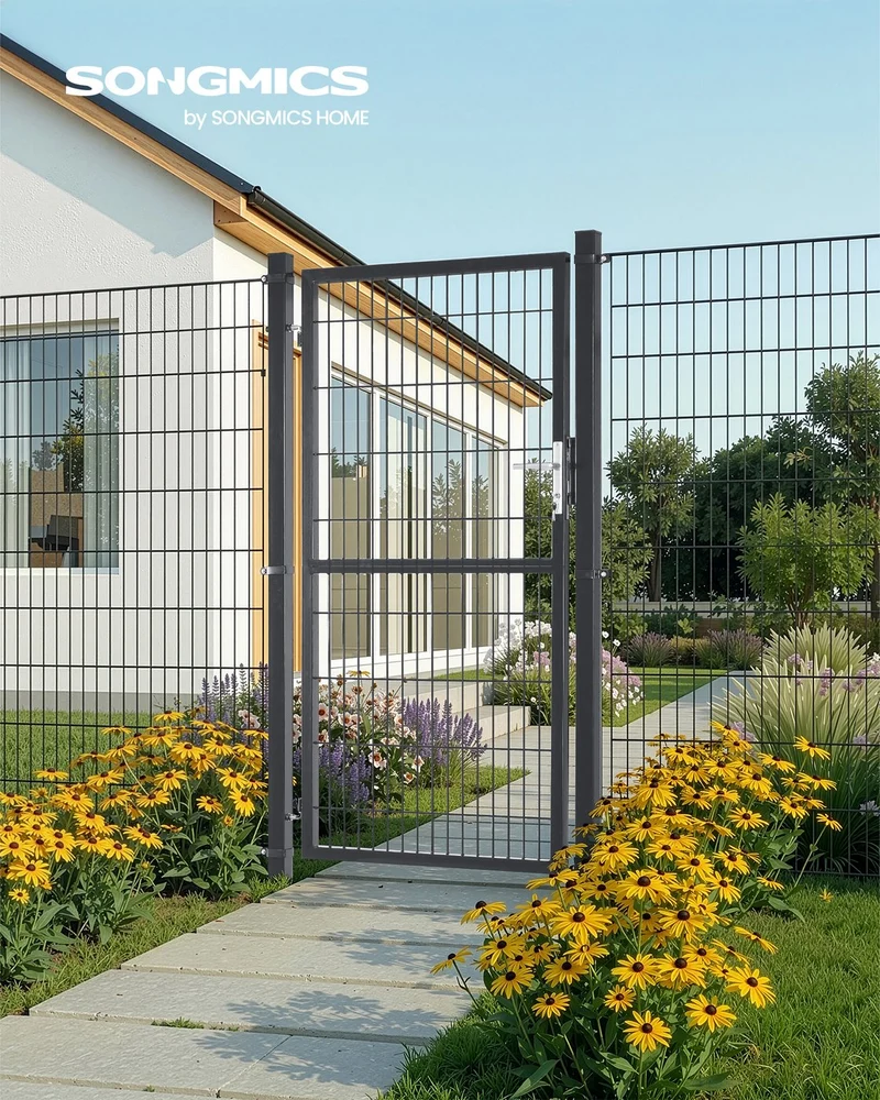 Abschließbares Gartentor 106x180 - Verzinkter Stahl - Mit Schlüsselschloss Und Aluminiumzylinder
