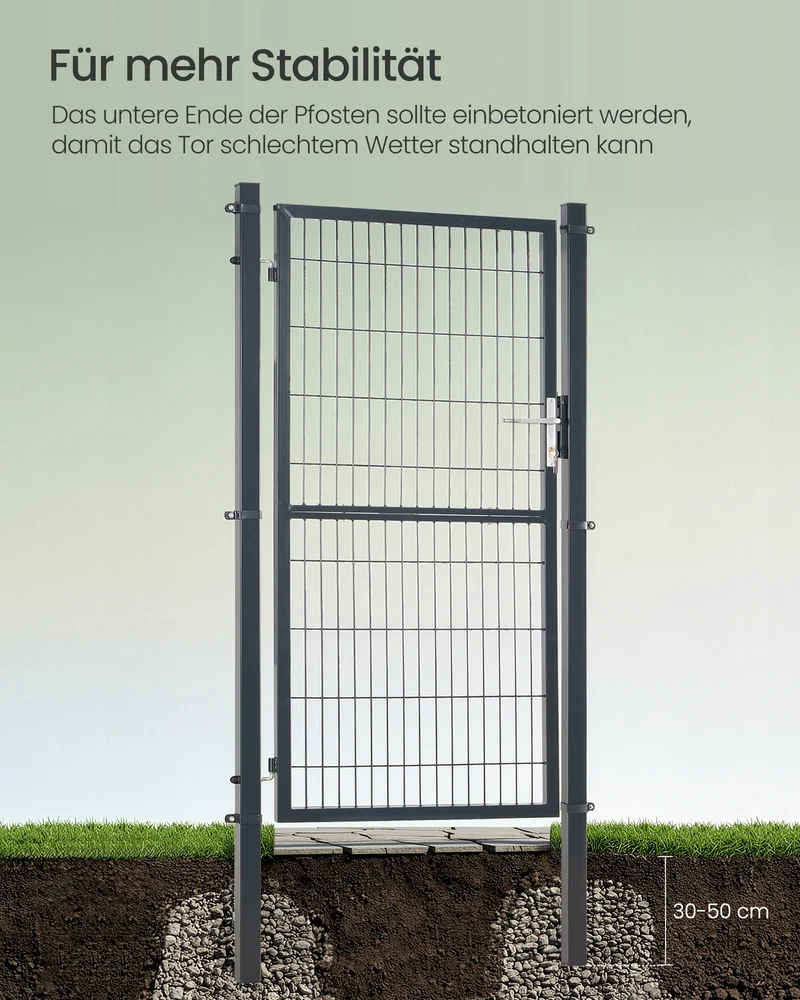 Abschließbares Gartentor 106x180 - Verzinkter Stahl - Mit Schlüsselschloss Und Aluminiumzylinder