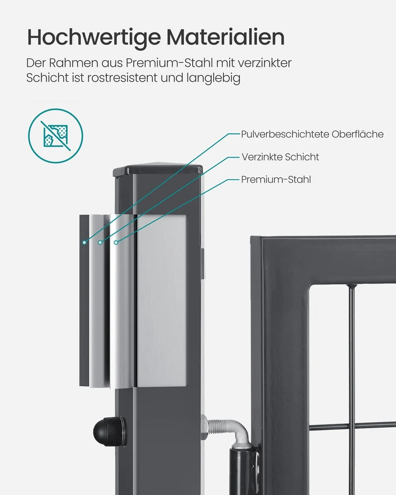Abschließbares Gartentor 106x180 - Verzinkter Stahl - Mit Schlüsselschloss Und Aluminiumzylinder