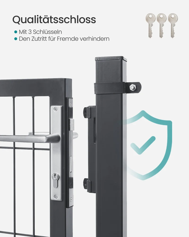 Abschließbares Gartentor 106x100 - Verzinkter Stahl - Mit Schlüsselschloss Und Aluminiumzylinder
