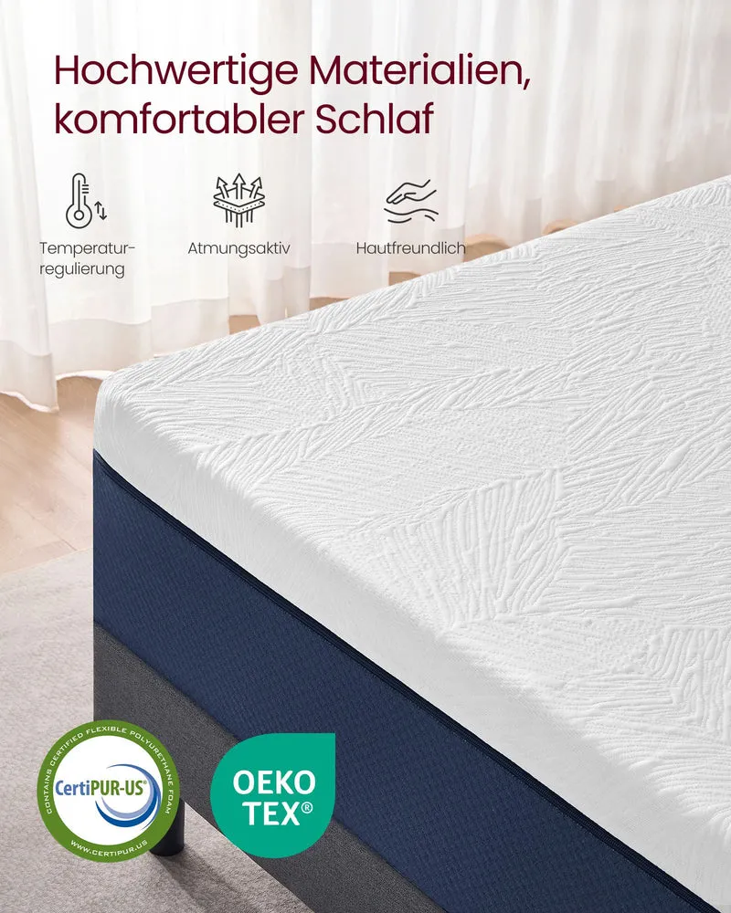 Matratze Gel-Memoryschaum Extra Dick - 7 Zonen Mittelhart - Mit Abnehmbarem Bezug